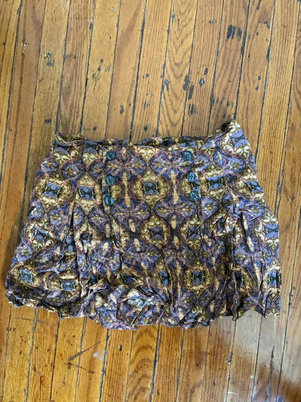 Free People Patterned Button-Front Mini Skirt